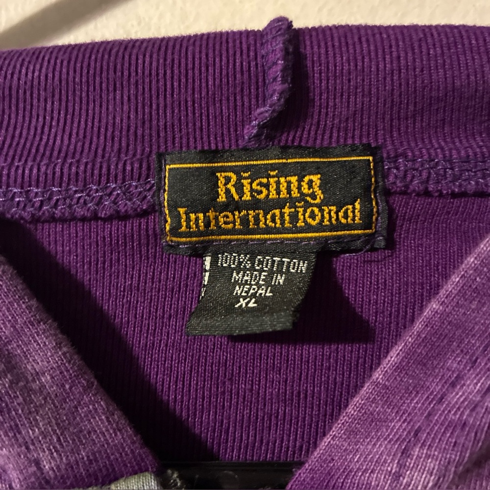 Rising International Boho Patchwork Zip Hoodie Purple Cotton XL - Picture 3 of 10